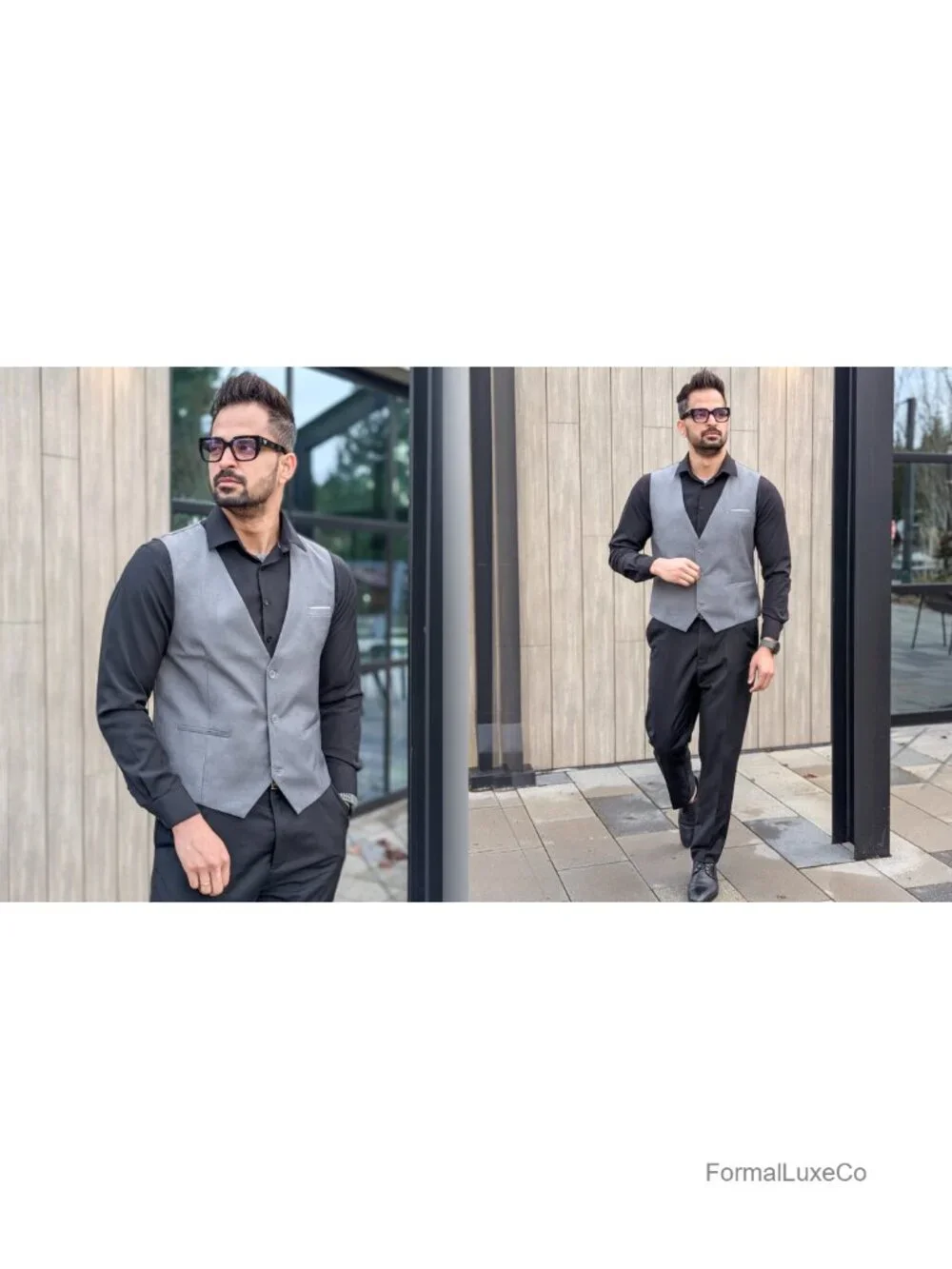 Men's Slim Fit Suit Vest V-Neck 3-Button Formal Waistcoat Lightweight Polyester
